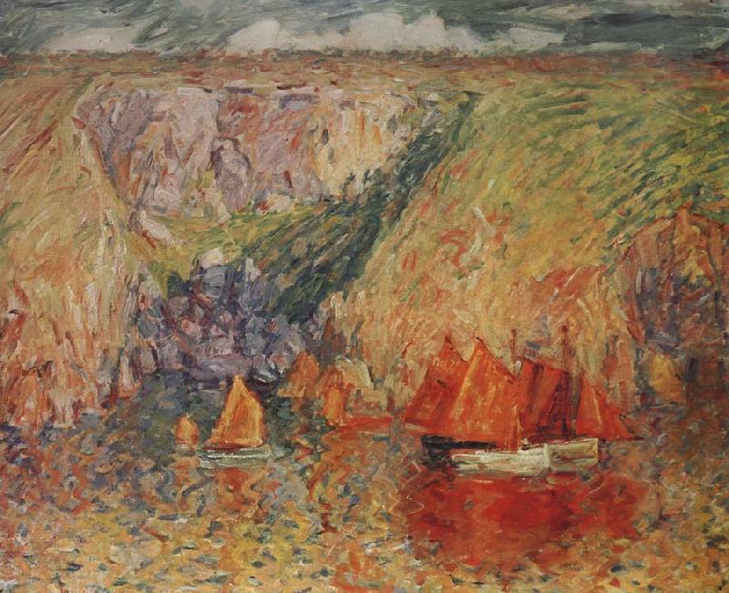 John Russell Fishing boats,Goulphar Germany oil painting art